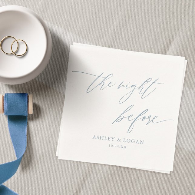 Dusty Blue The Night Before Rehearsal Dinner Napkins (Creator Uploaded)