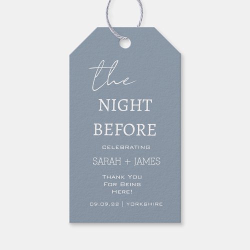 Dusty Blue the Night Before Wedding Thank You  Gift Tags