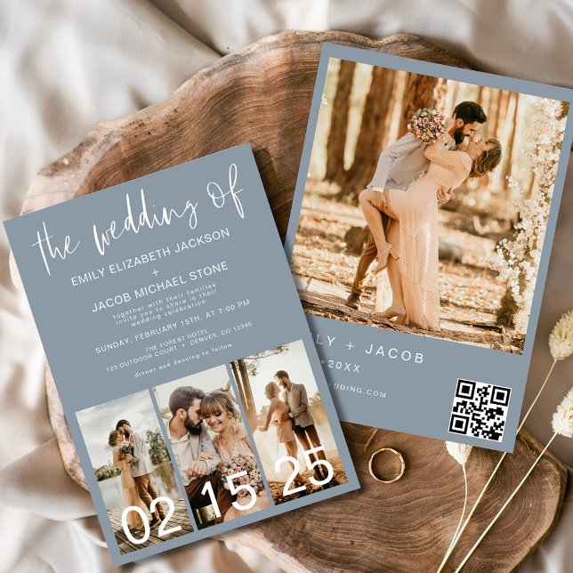 Dusty Blue The Wedding of Minimalist QR code Invitation (Creator Uploaded)