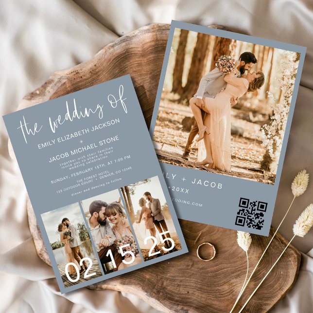 Dusty Blue The Wedding of Minimalist QR code Invitation (Creator Uploaded)