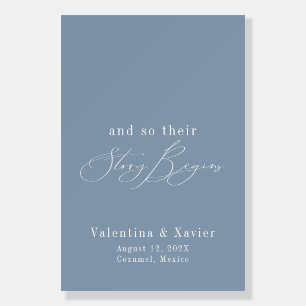 Dusty Blue Their Story Begins Wedding Welcome  Foam Board