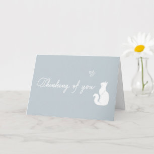 Dusty Blue Thinking of You Cat Loss Sympathy Card
