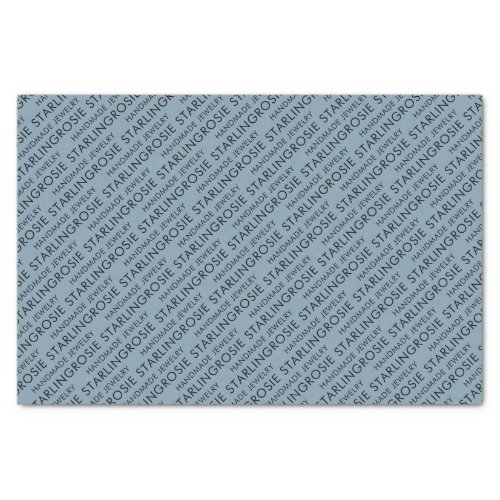 Dusty Blue Tiled Business Name and Specialism Tissue Paper