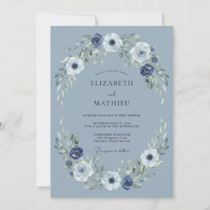 Dusty Blue Tranquil Winter Wedding Invitation