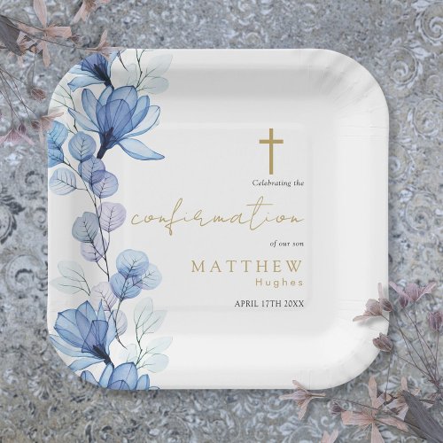 Dusty Blue Transparent Floral Confirmation