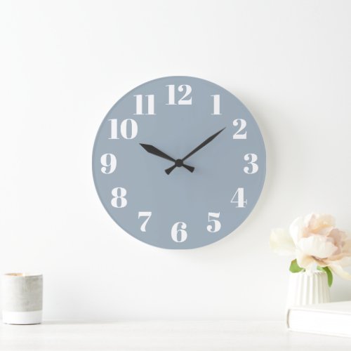 Dusty Blue Trendy Numbers Large Clock