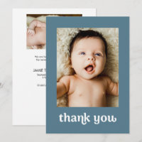 Dusty Blue Trendy Typography Modern 2 Baby Photos