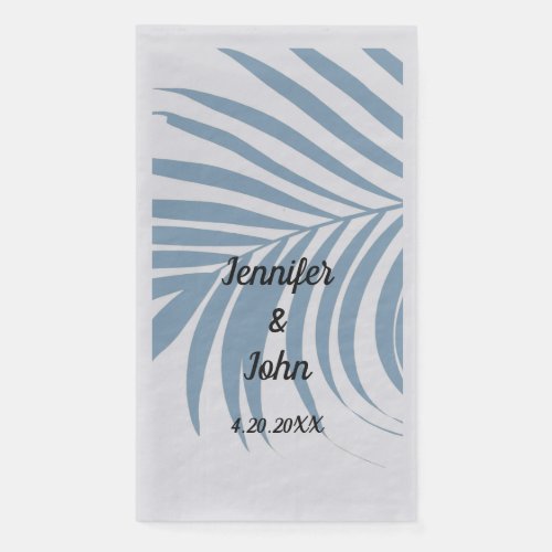 Dusty Blue Tropical Palm Tree Leaf Wedding 2023 Paper Guest Towels
