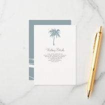 Dusty Blue Tropical Palm Tree Wedding  Enclosure Card