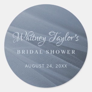 Dusty Blue Tulle Texture Classic Round Sticker