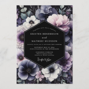 Dusty Blue Twilight Bloom Wedding Invitation