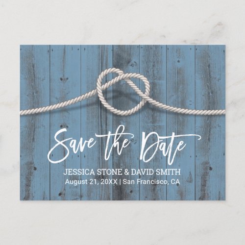 Dusty Blue Tying the Knot Wedding Save the Date Announcement Postcard