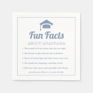 Dusty blue typography Fun Facts graduation cap Napkins