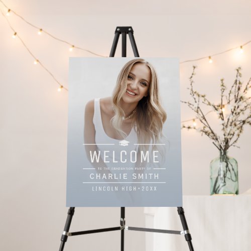 Dusty Blue Typography Photo Graduation Welcome Foam Board