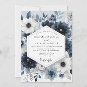 Dusty Blue Vesperal Bloom Wedding Invitation