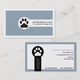 Dusty blue Vet/Veterinary Clinic minimalist Business Card
