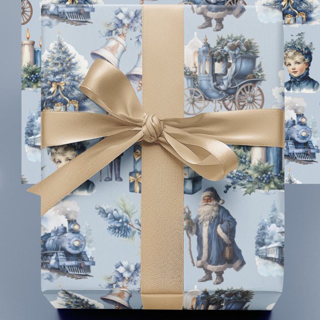Dusty Blue Victorian Christmas Wrapping Paper (Creator Uploaded)