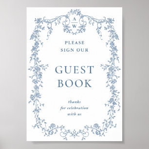 Dusty Blue Victorian Grace Guestbook Wedding Sign