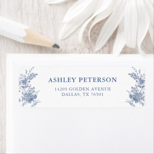 Dusty Blue Victorian Toile Wedding Return Address Label