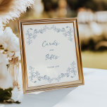 Dusty Blue Vintage Chinoiserie Cards & Gifts Poster<br><div class="desc">Dusty blue rustic floral vintage chinoiserie wedding 'Cards & Gifts' poster.</div>