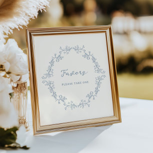 Dusty Blue Vintage Chinoiserie Favors Poster