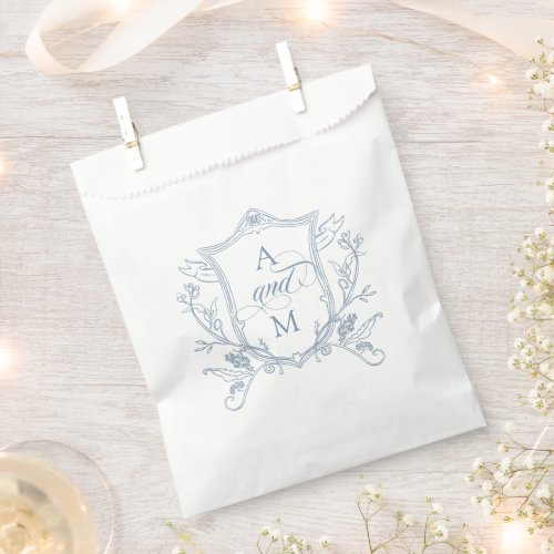 Dusty Blue Vintage Crest Wedding Thank You Favor Bag