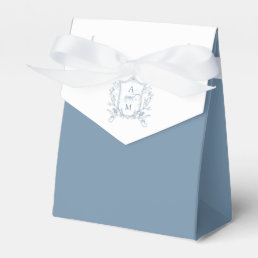 Dusty Blue Vintage Crest Wedding Thank You Favor Boxes