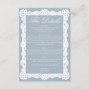 Dusty Blue Vintage Elegant Victorian Lace Wedding Enclosure Card