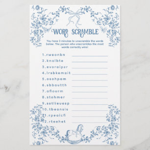 Dusty Blue Vintage Floral Baby Scramble Game