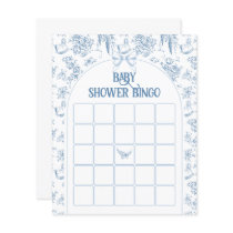 Dusty Blue Vintage Floral Baby Shower Bingo Game