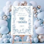 Dusty Blue Vintage Floral Baby Shower welcome Foam Board<br><div class="desc">Dusty Blue Whimsical Floral Baby Shower</div>