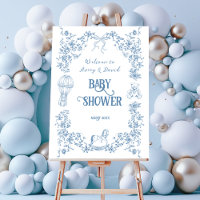 Dusty Blue Vintage Floral Baby Shower welcome