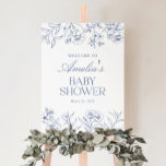 Dusty Blue Vintage Floral Chinoiserie Welcome Sign<br><div class="desc">Welcome friends and family to you or a loved one's baby shower with this dusty blue chinoiserie themed welcome sign.</div>