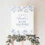Dusty Blue Vintage Floral Chinoiserie Welcome Sign