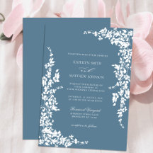 Dusty Blue Vintage Floral Garden Classic Wedding