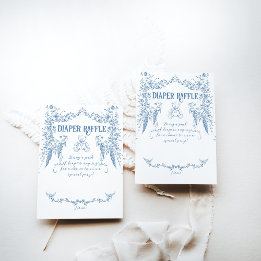 Dusty Blue Vintage Floral Nurse Baby Shower Diaper Enclosure Card