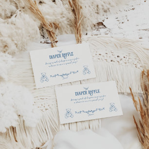 Dusty Blue Vintage Floral Nurse Baby Shower Diaper Enclosure Card