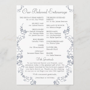 Dusty Blue Vintage Floral Wedding Ceremony Program