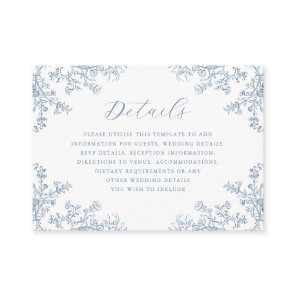 Dusty Blue Vintage Floral Wedding Details  Enclosure Card