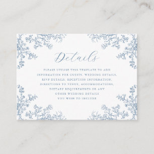 Dusty Blue Vintage Floral Wedding Details  Enclosure Card