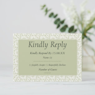 Dusty Blue Vintage Floral Wedding RSVP Insert Card