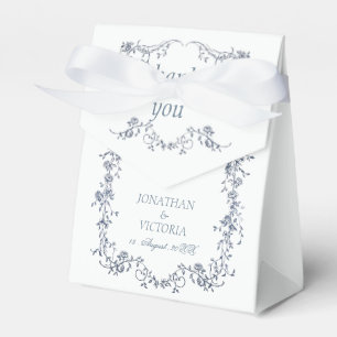 Dusty Blue Vintage Floral Wedding Tent Favor Boxes