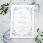 Dusty Blue Vintage Frame Elegant Script Wedding Menu<br><div class="desc">Elegant vintage ornamental frame border design with stylish script in dusty blue color,  simple and classic,  great wedding menus for modern classic wedding,  romantic vintage wedding,  and formal traditional wedding. 
See all the matching pieces in collection.</div>