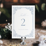 Dusty Blue Vintage Frame Elegant Script Wedding Table Number<br><div class="desc">Elegant vintage ornamental frame border design with stylish script in dusty blue color,  simple and classic,  great wedding table cards for modern classic wedding,  romantic vintage wedding,  and formal traditional wedding. 
See all the matching pieces in collection.</div>
