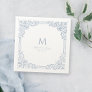 Dusty Blue Vintage Frame Elegant Wedding Monogram Napkins
