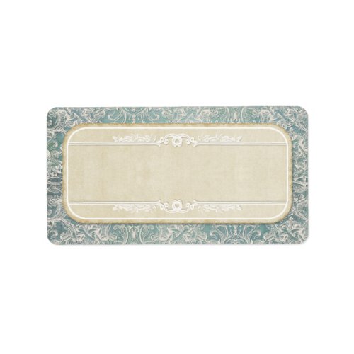 Dusty Blue Vintage French Lace Parchement Wedding Label