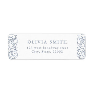 Dusty Blue Vintage Ornate Classic return address Label