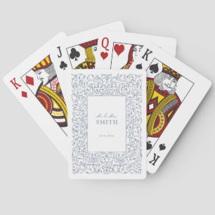 Dusty Blue Vintage Ornate Frame Classic Wedding Poker Cards