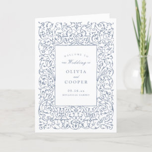 Dusty Blue Vintage Ornate Frame Classic Wedding  Program