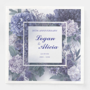 Dusty Blue Violet Floral Garden Wedding Paper Dinner Napkins